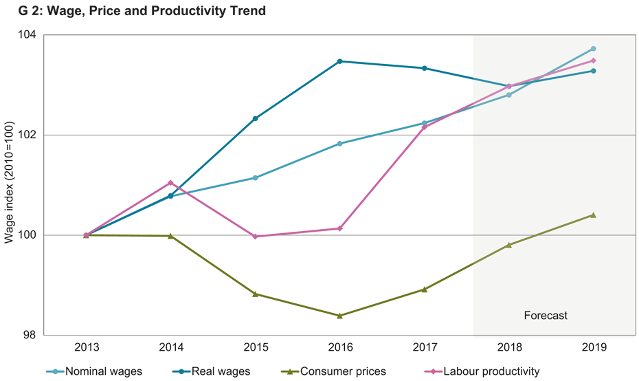 Enlarged view: Wage, PRice and Productivity Trend