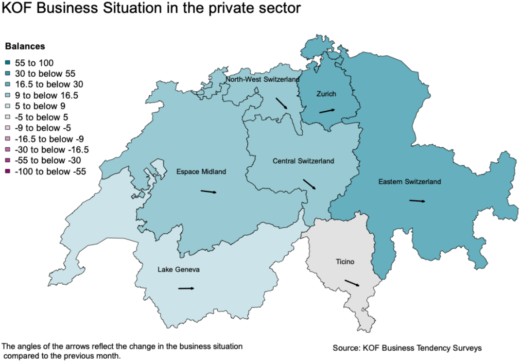 Enlarged view: Chart 2: Business situation in the major SFSO regions