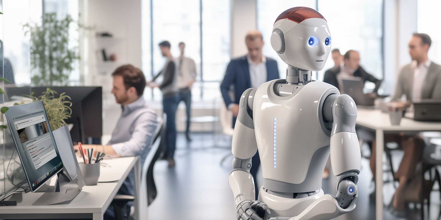 L'intelligence artificielle - sur la photo, un robot qui travaille avec des humains - est considérée comme une technologie clé. Les dernières recherches du KOF montrent que l'IA est souvent introduite dans des groupes relativement fermés. (Image créée avec l'IA)
