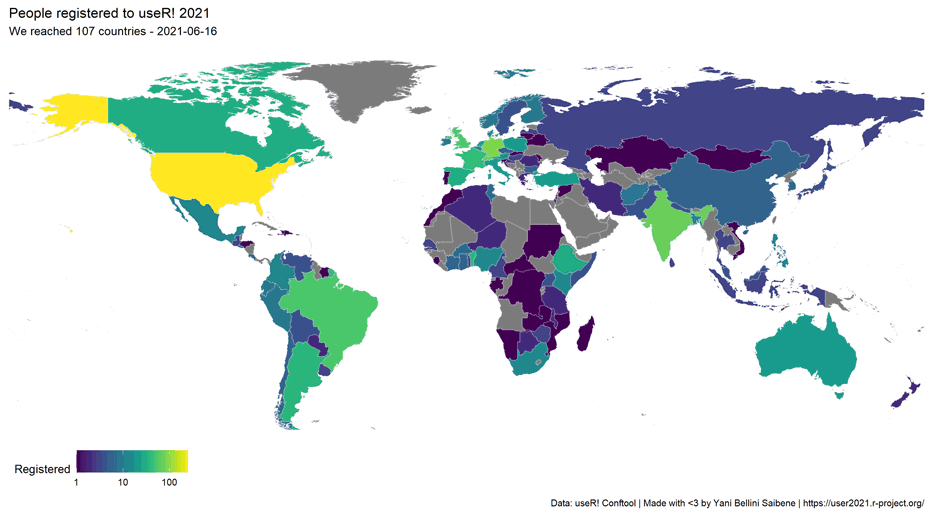 Teilnehmenden an der useR! kommen aus der ganzen Welt.