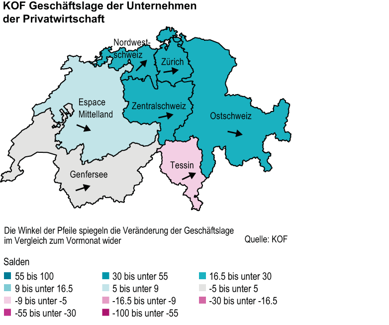Vergrösserte Ansicht: Geschäftslage nach Regionen