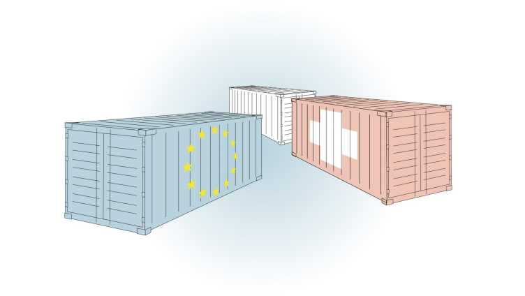 Vergrösserte Ansicht: Container, die Handel symbolisieren